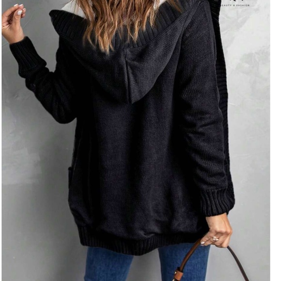 Cozy Teddy Lined Cable knit Hoodie Cardigan Jacket Shacket - Picture 3 of 11